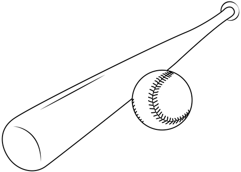 Baseball Bat And Ball Coloring Page